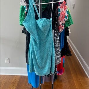 Shimmery Aqua Blue Mini Dress